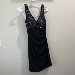 Betsy & Adam Black Sequin Dress
